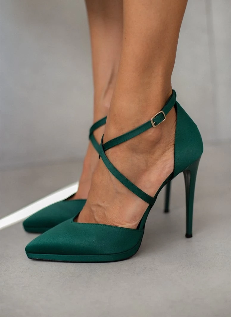 Γόβες σατέν με δέσιμο χιαστί Tfp Exclusive - Κυπαρισσί 1 Γόβες σατέν με δέσιμο χιαστί Tfp Exclusive - Κυπαρισσί