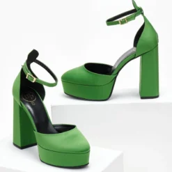 Γόβες σατέν με φιάπα Tfp - Πράσινο -Γόβες Εκπτώσεις goves saten me fiapa tfp 108254 j06y 1