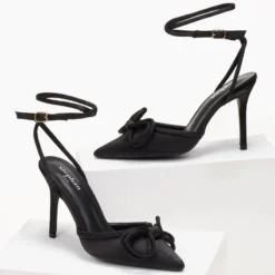 The Fashion Project Γόβες σατέν με φιόγκο - Μαύρο -Γόβες Εκπτώσεις goves saten me fiogko 105545 4d4w