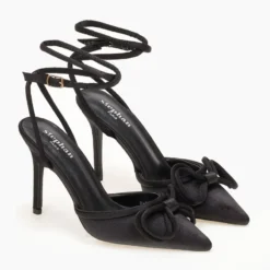 The Fashion Project Γόβες σατέν με φιόγκο - Μαύρο -Γόβες Εκπτώσεις goves saten me fiogko 105545 wztw