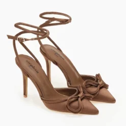 The Fashion Project Γόβες σατέν με φιόγκο - Καφέ -Γόβες Εκπτώσεις goves saten me fiogko 105547 3uuj