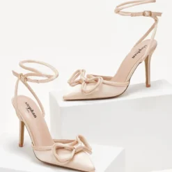 The Fashion Project Γόβες σατέν με φιόγκο - Μπεζ -Γόβες Εκπτώσεις goves saten me fiogko 105548 vhog