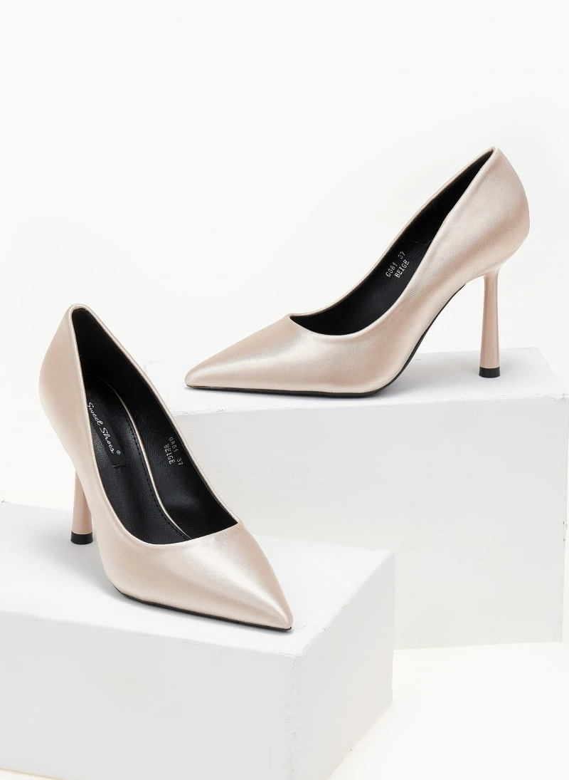 The Fashion Project Γόβες σατέν μυτερές - Μπεζ 3 The Fashion Project Γόβες σατέν μυτερές - Μπεζ - Image 3