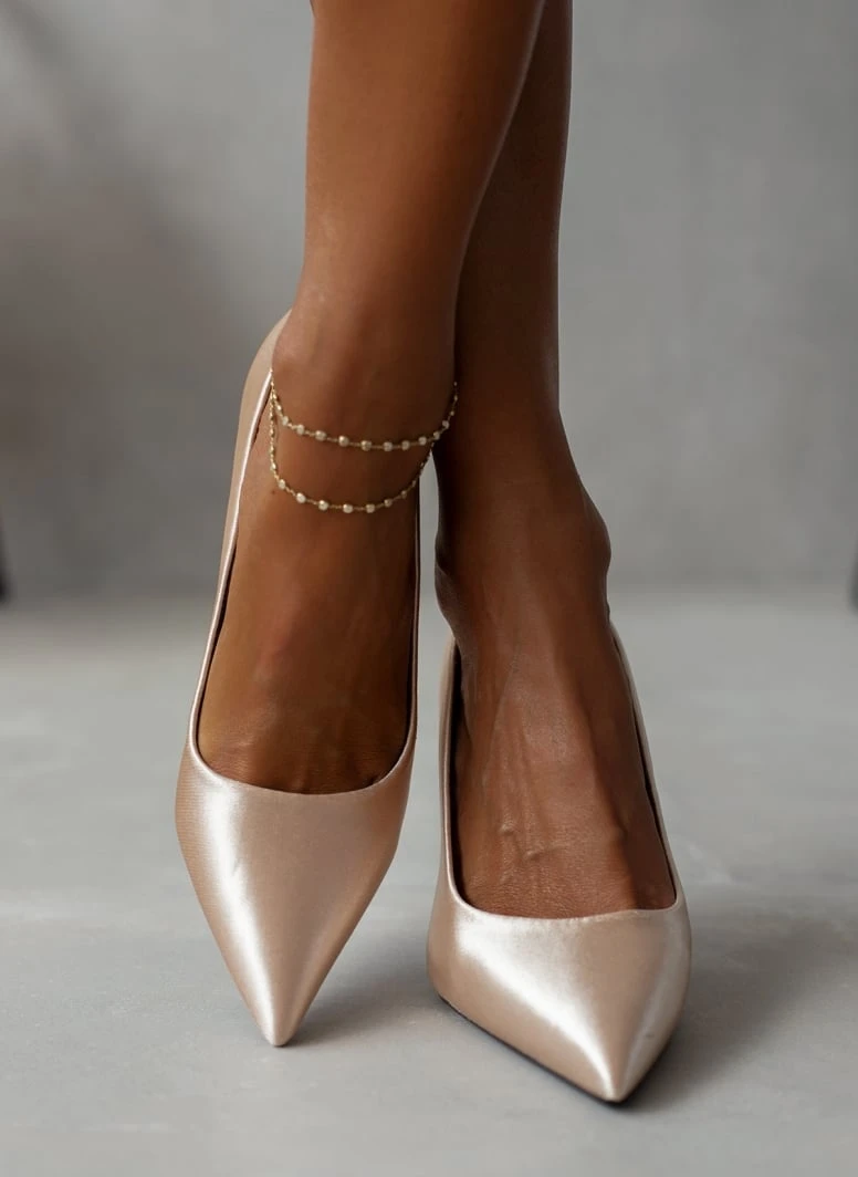 The Fashion Project Γόβες σατέν μυτερές - Μπεζ 4 The Fashion Project Γόβες σατέν μυτερές - Μπεζ - Image 4