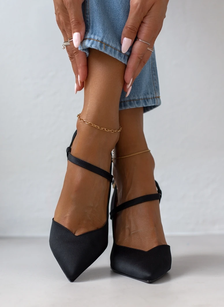 Γόβες σατέν με λοξό λουράκι Tfp - Μαύρο 4 Γόβες σατέν με λοξό λουράκι Tfp - Μαύρο - Image 4