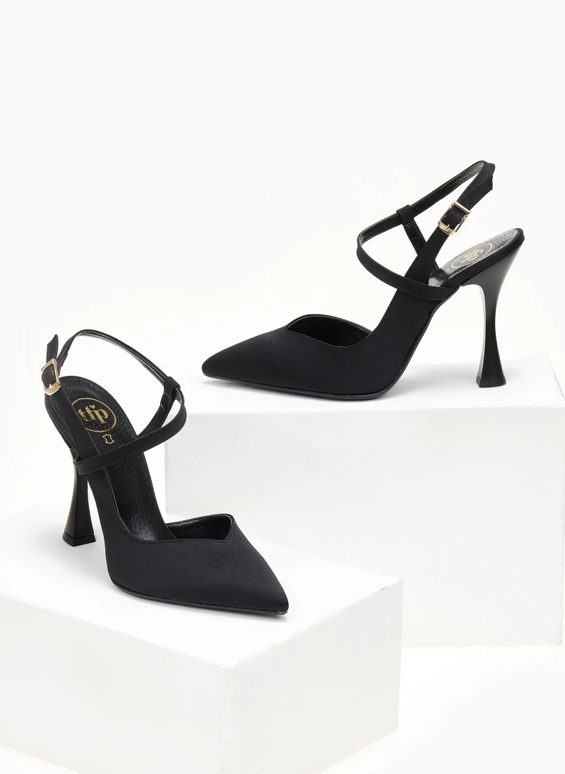 Γόβες σατέν με λοξό λουράκι Tfp - Μαύρο 6 Γόβες σατέν με λοξό λουράκι Tfp - Μαύρο - Image 6