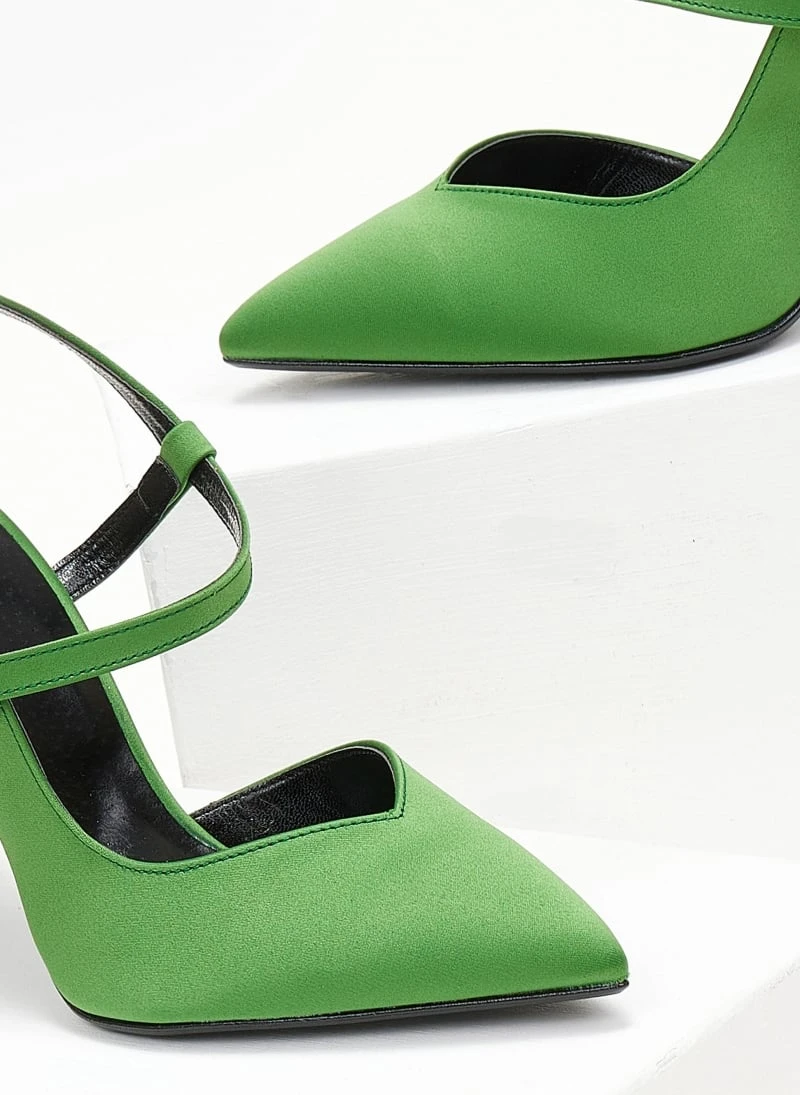 Γόβες σατέν με λοξό λουράκι Tfp - Πράσινο 3 Γόβες σατέν με λοξό λουράκι Tfp - Πράσινο - Image 3