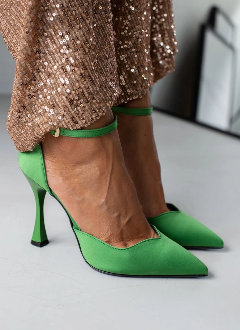 Γόβες σατέν με μπαρέτα Tfp - Πράσινο 1 Γόβες σατέν με μπαρέτα Tfp - Πράσινο