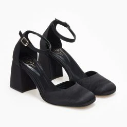 Γόβες σατέν με μπαρέτα Tfp - Μαύρο -Γόβες Εκπτώσεις goves saten me mpareta tfp 109304 baxl 1