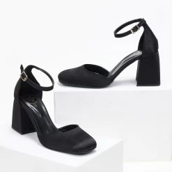 Γόβες σατέν με μπαρέτα Tfp - Μαύρο -Γόβες Εκπτώσεις goves saten me mpareta tfp 109304 t5g0 1