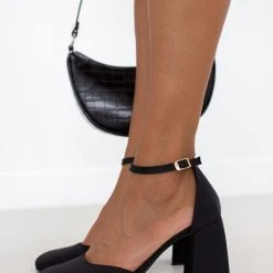 Γόβες σατέν με μπαρέτα Tfp - Μαύρο -Γόβες Εκπτώσεις goves saten me mpareta tfp 109304 vbwd