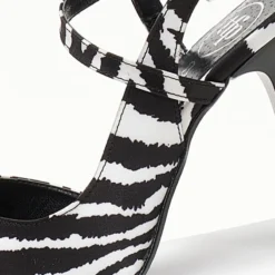 Γόβες σατέν με Print Tfp - Λευκό/Μαύρο -Γόβες Εκπτώσεις goves saten me print tfp 107816 24ga