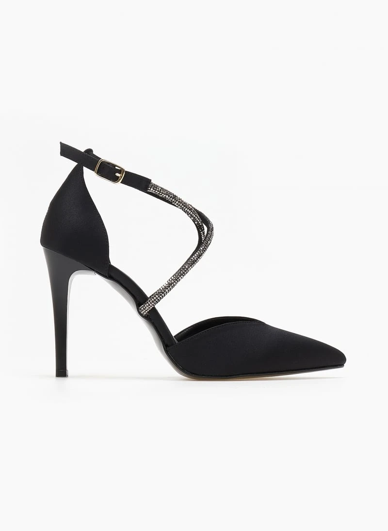 Γόβες σατέν με Strass λουράκια Tfp Exclusive - Μαύρο 2 Γόβες σατέν με Strass λουράκια Tfp Exclusive - Μαύρο - Image 2