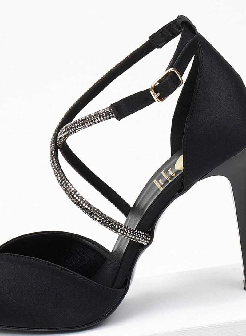 Γόβες σατέν με Strass λουράκια Tfp Exclusive - Μαύρο 6 Γόβες σατέν με Strass λουράκια Tfp Exclusive - Μαύρο - Image 6