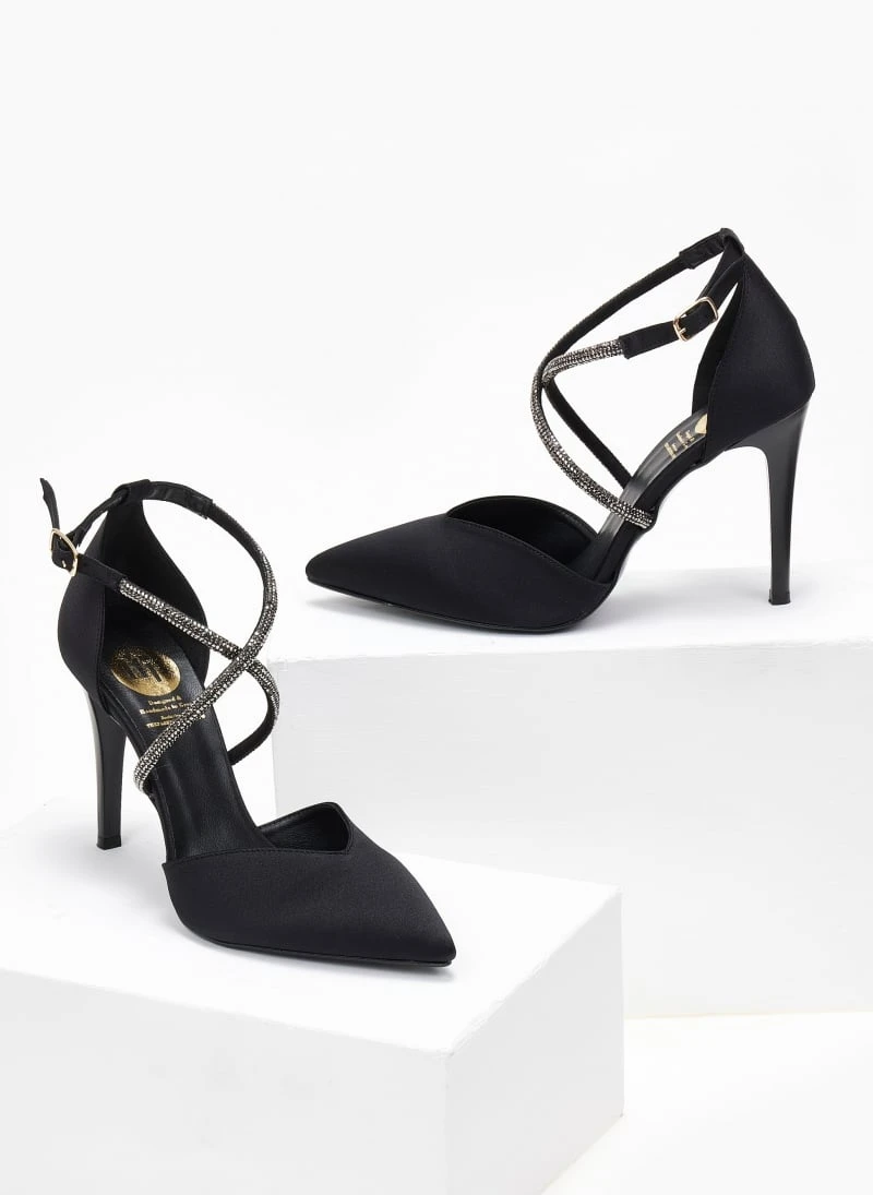 Γόβες σατέν με Strass λουράκια Tfp Exclusive - Μαύρο 3 Γόβες σατέν με Strass λουράκια Tfp Exclusive - Μαύρο - Image 3