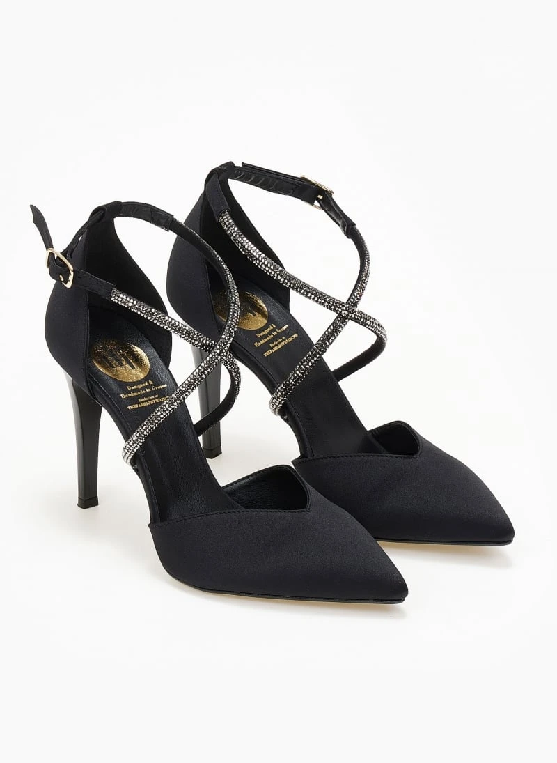 Γόβες σατέν με Strass λουράκια Tfp Exclusive - Μαύρο 5 Γόβες σατέν με Strass λουράκια Tfp Exclusive - Μαύρο - Image 5