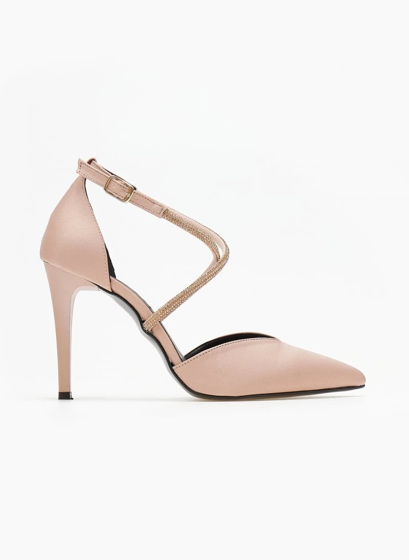 Γόβες σατέν με Strass λουράκια Tfp Exclusive - Nude 6 Γόβες σατέν με Strass λουράκια Tfp Exclusive - Nude - Image 6