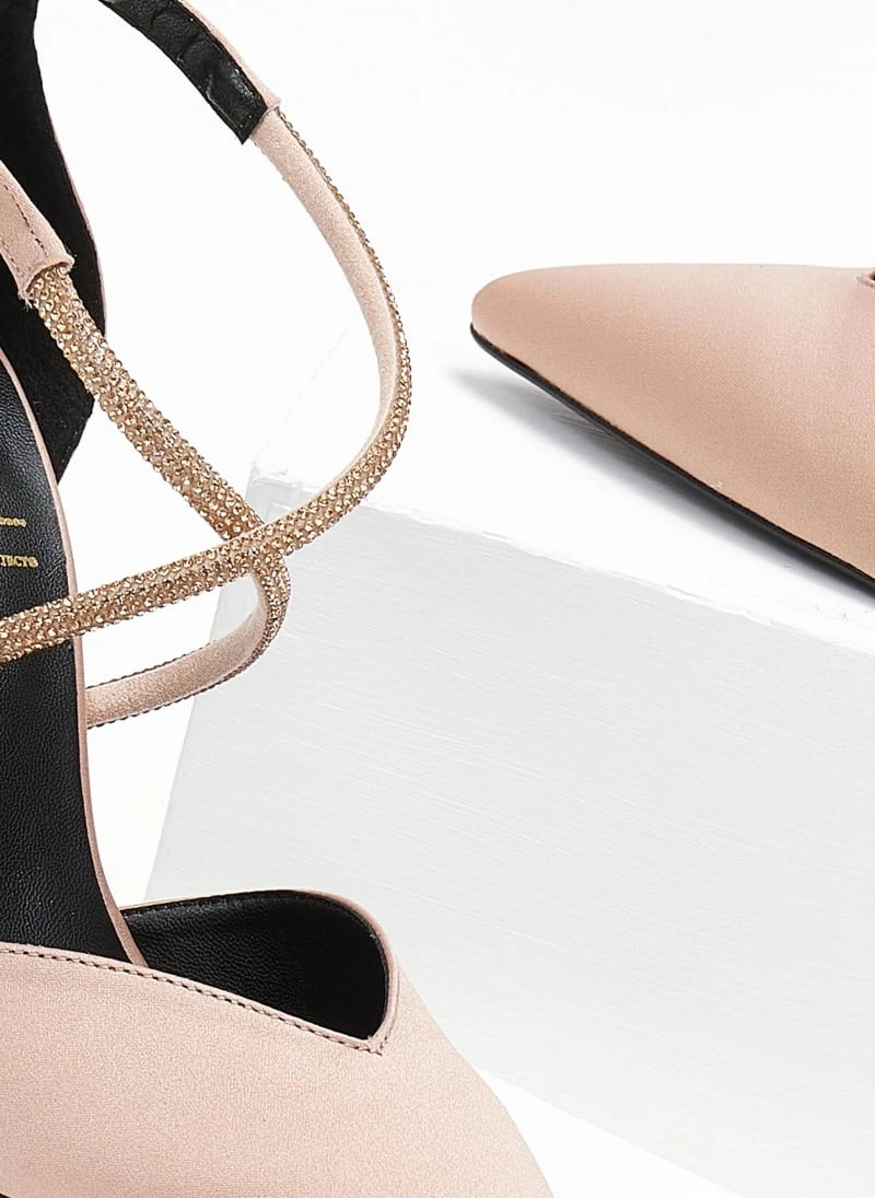 Γόβες σατέν με Strass λουράκια Tfp Exclusive - Nude 5 Γόβες σατέν με Strass λουράκια Tfp Exclusive - Nude - Image 5