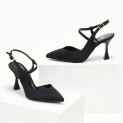 Γόβες σατέν μυτερές Tfp - Μαύρο -Γόβες Εκπτώσεις goves saten me xamilo takouni tfp 107825 4t7e 1