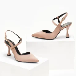 Γόβες σατέν μυτερές Tfp - Nude -Γόβες Εκπτώσεις goves saten me xamilo takouni tfp 107826 hz69