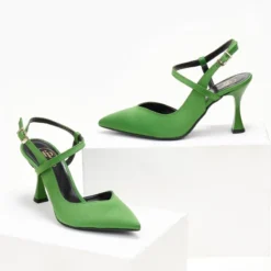 Γόβες σατέν μυτερές Tfp - Πράσινο -Γόβες Εκπτώσεις goves saten me xamilo takouni tfp 107827 3eex 1