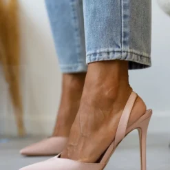 The Fashion Project Γόβες σατέν με λουράκι - Nude