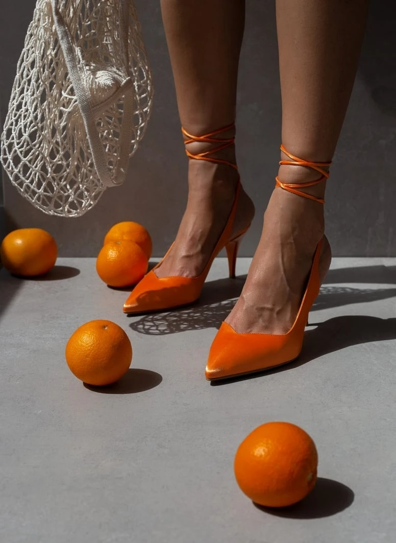 Γόβες σατέν με κορδόνια Tfp - Πορτοκαλί 4 Γόβες σατέν με κορδόνια Tfp - Πορτοκαλί - Image 4