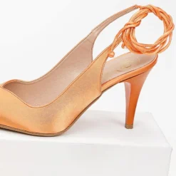 Γόβες σατέν με κορδόνια Tfp - Πορτοκαλί -Γόβες Εκπτώσεις goves saten tfp me kordonia 100654 zok1