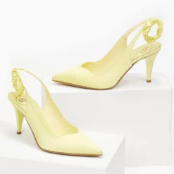 Γόβες σατέν με κορδόνια Tfp - Λεμονί -Γόβες Εκπτώσεις goves saten tfp me kordonia 100656 t82l