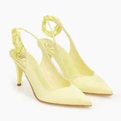 Γόβες σατέν με κορδόνια Tfp - Λεμονί -Γόβες Εκπτώσεις goves saten tfp me kordonia 100656 tfgm 1