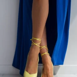 Γόβες σατέν με κορδόνια Tfp - Λεμονί -Γόβες Εκπτώσεις goves saten tfp me kordonia 100656 z4b1