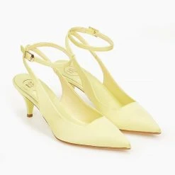 Γόβες σατέν με λουράκι Tfp - Κίτρινο -Γόβες Εκπτώσεις goves saten tfp me louraki 100639 fy2r