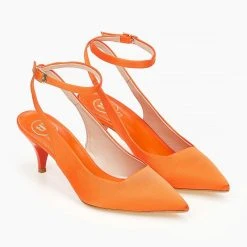 Γόβες σατέν με λουράκι Tfp - Πορτοκαλί -Γόβες Εκπτώσεις goves saten tfp me louraki 100640 c5li