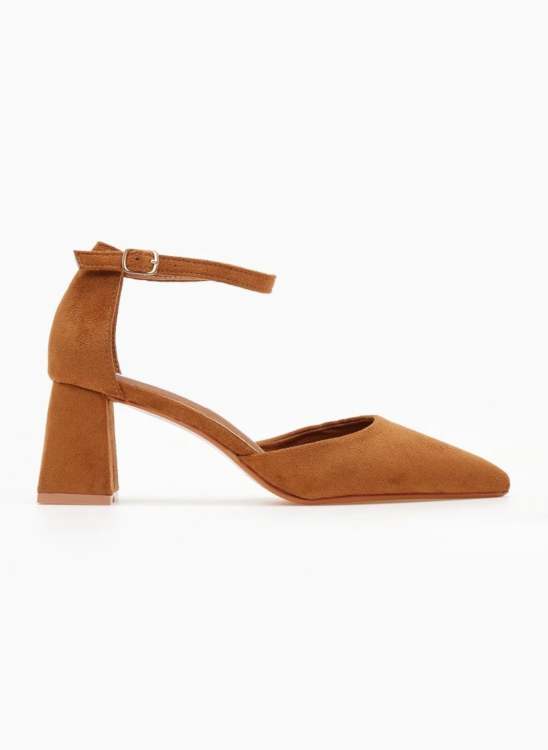 The Fashion Project Γόβες Suede ανοιχτές με μπαρέτα - Κάμελ 1 The Fashion Project Γόβες Suede ανοιχτές με μπαρέτα - Κάμελ
