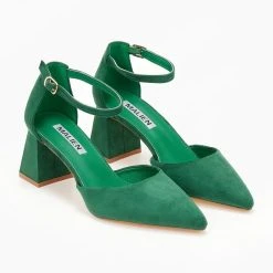 The Fashion Project Γόβες Suede ανοιχτές με μπαρέτα - Πράσινο -Γόβες Εκπτώσεις goves suede anoixtes me mpareta 107153 sx0d