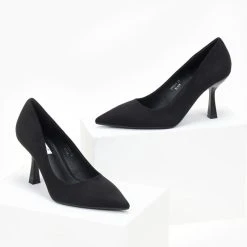 The Fashion Project Γόβες Suede με λεπτό τακούνι - Μαύρο -Γόβες Εκπτώσεις goves suede me lepto takouni 106657 t7z0