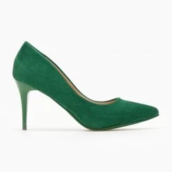 The Fashion Project Γόβες Suede μυτερές - Πράσινο -Γόβες Εκπτώσεις goves suede muteres me lepto takouni 107050 7klg 1