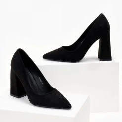 The Fashion Project Γόβες Suede με ντυμένο τακούνι - Μαύρο -Γόβες Εκπτώσεις goves suede muteres me ntumeno takouni 105539 393o 1