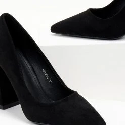 The Fashion Project Γόβες Suede με ντυμένο τακούνι - Μαύρο -Γόβες Εκπτώσεις goves suede muteres me ntumeno takouni 105539 iw7l 1