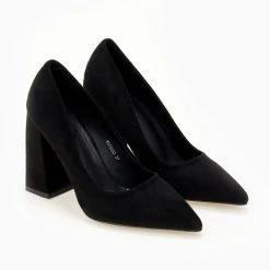 The Fashion Project Γόβες Suede με ντυμένο τακούνι - Μαύρο -Γόβες Εκπτώσεις goves suede muteres me ntumeno takouni 105539 rgnk 1