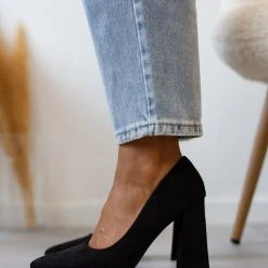 The Fashion Project Γόβες Suede με ντυμένο τακούνι - Μαύρο -Γόβες Εκπτώσεις goves suede muteres me ntumeno takouni 105539 zrsy 1