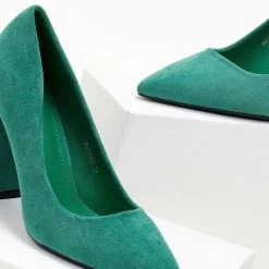 The Fashion Project Γόβες Suede με ντυμένο τακούνι - Πράσινο -Γόβες Εκπτώσεις goves suede muteres me ntumeno takouni 105541 mxd7 1