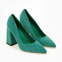 The Fashion Project Γόβες Suede με ντυμένο τακούνι - Πράσινο -Γόβες Εκπτώσεις goves suede muteres me ntumeno takouni 105541 uz5i