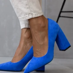 The Fashion Project Γόβες Suede με ντυμένο τακούνι - Μπλε -Γόβες Εκπτώσεις goves suede muteres me ntumeno takouni 105543 2gbm