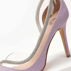 Γόβες Suede με διαφάνεια και στρας Tfp - Λιλά -Γόβες Εκπτώσεις goves suede tfp me diafaneia kai stras 101574 25bg