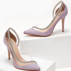 Γόβες Suede με διαφάνεια και στρας Tfp - Λιλά -Γόβες Εκπτώσεις goves suede tfp me diafaneia kai stras 101574 jyly