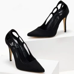 Γόβες μυτερές με ανοίγματα Tfp - Μαύρο -Γόβες Εκπτώσεις goves tfp muteres me anoigmata 103564 c423