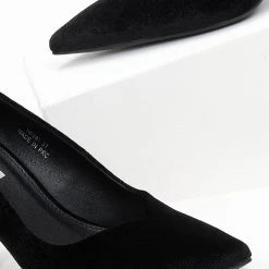 The Fashion Project Γόβες μυτερές βελουτέ - Μαύρο -Γόβες Εκπτώσεις goves veloute me metalliko takouni 107144 k42j 1