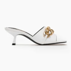 The Fashion Project Mules καρέ με αλυσίδα - Λευκό -Γόβες Εκπτώσεις kare mules me xamilo takouni 92979 3rax