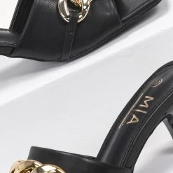 The Fashion Project Mules καρέ με αλυσίδα - Μαύρο -Γόβες Εκπτώσεις kare mules me xamilo takouni 92980 aut1